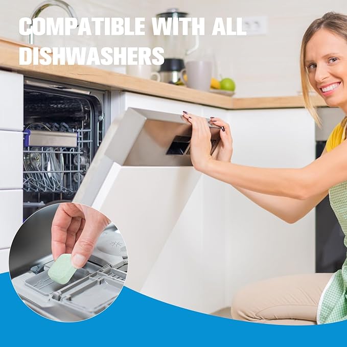 6-Pack Dishwasher Detergent and Deodorizer Tablets, Deep Clean Formula, Dishwasher Safe, Removes Scale, Odors, and Hard Water Residue (Lemon Scent)