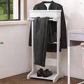 Wooden Valet Stand for Men, Clothing Rack with Top Tray Organizer, Shoe Shelf for Entryway, Bedroom, Office