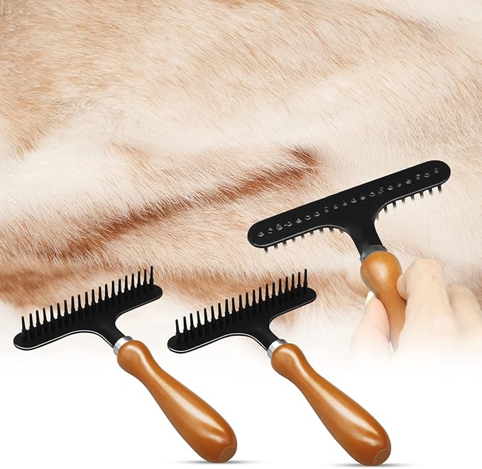2 Pcs Hand Held Carpet Rake to Fluff Matted Carpets, Portable Rug Rake for Pet Hair Removal