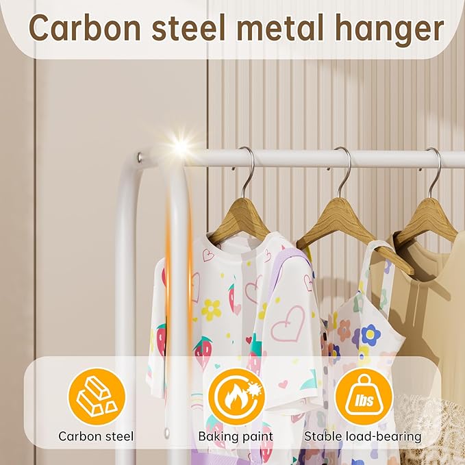 Golpart Clothes Garment Coat Rack Drying Clothing Racks Metal Freestanding for Hanging Clothes Portable Closet for Laundry Bedroom White