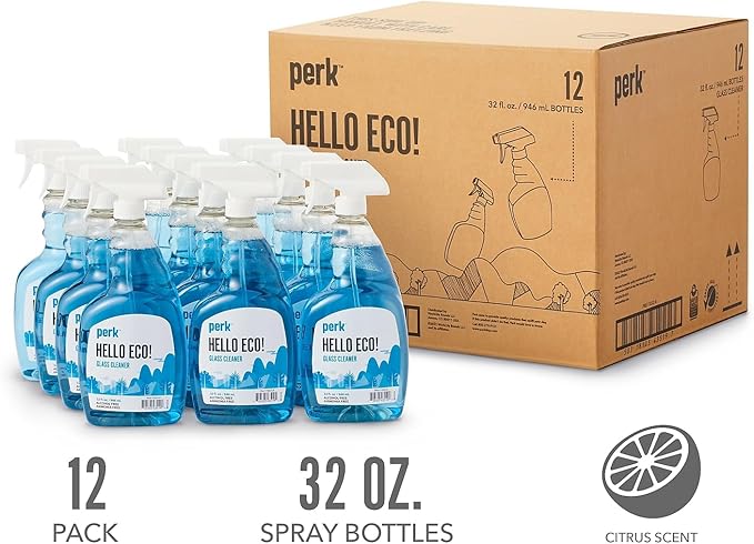 Sustainable Earth Citrus Glass Cleaning Spray, 32 oz Bottles, 12/Carton — Ammonia‑Free Streak‑Free Glass & Surface Cleaner