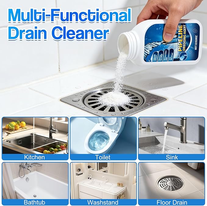 Drain Cleaner for Kitchen, 2026 New Strong Pipeline Dredging Agent, Fast Dissolves, Sink and Drain Cleaner Powder, Powerful Grease Dissolver for Bathroom