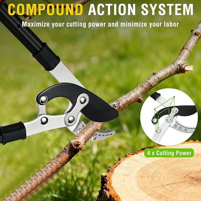 Yesker 27-35" Extendable Loppers for Tree Trimming Heavy Duty Tree Trimmer Bypass Loppers with Compound Action Sharp Anvil Blade up to 2 Inch Cut Capacity Branch Cutter Chops Thick Branches Ease