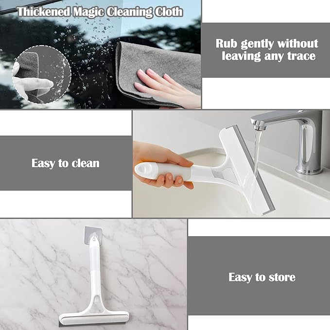 XANGNIER Window Cleaner Tool Kit,2026 3 in 1 Window Cleaning Scraper with Spray,Thickened Magic Cleaning Cloth,Window Scrubber Cleaning Squeegee for Glass,Mirror,Shower Doors,Car Windshields(White)