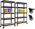 HOMEDANT House 36.2" W 5 Tier Heavy Duty Garage Shelving Adjustable Metal Rack Storage Shelves Standing Shelf Unit Organizers Pantry Closet Office Black 2Pack