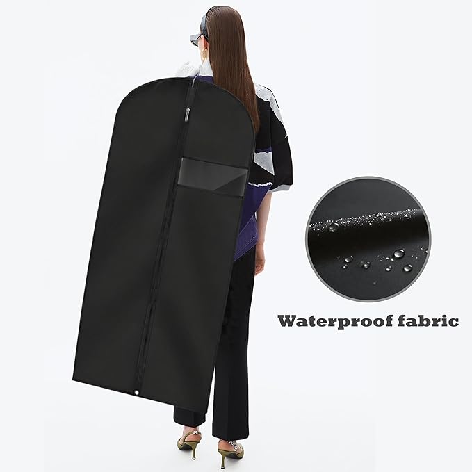 Garment Bags for Hanging Clothes, 45'' Suit Bag Cover for Storage and Travel, Dress Bags for Gowns Long (Black)