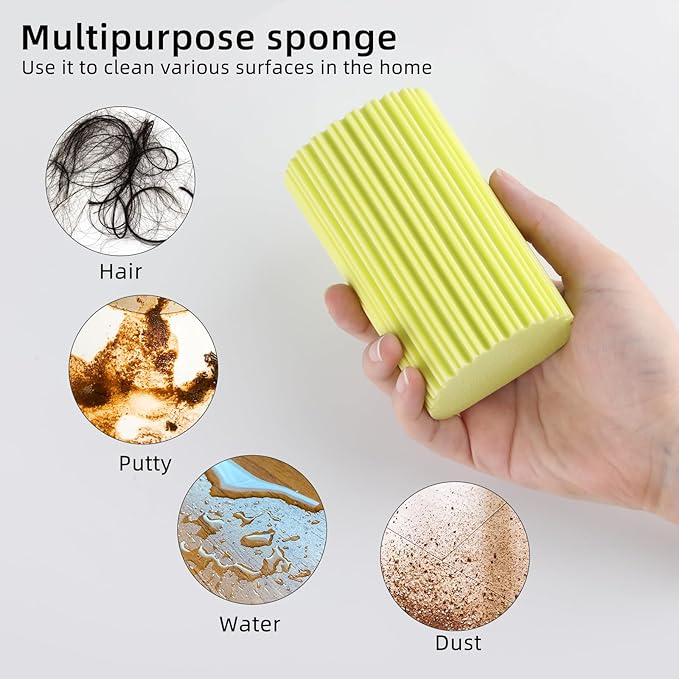 6 PCS Damp Duster Sponge, Magic Sponge Eraser, Reusable Household Cleaning Sponge Tool for Cleaning Dishes, Blinds, Glass, Baseboards, Vents,Glass, Railings, Mirrors