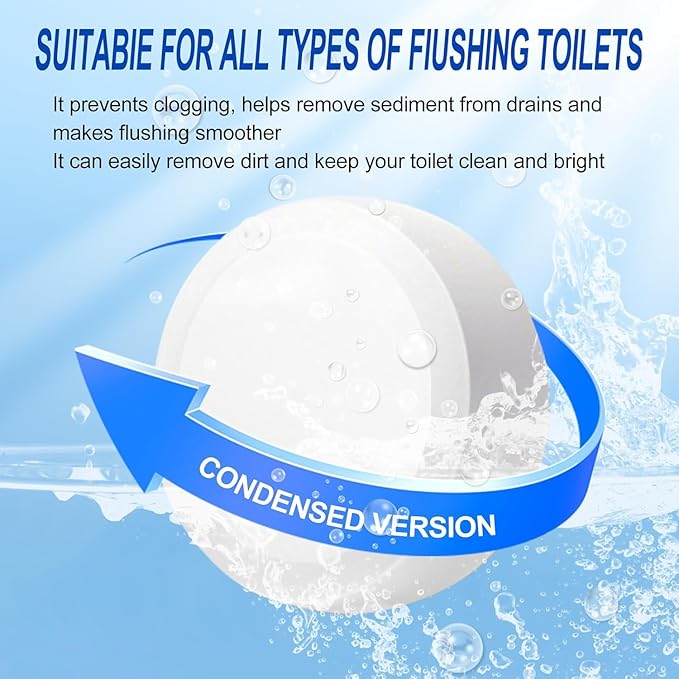 Automatic toilet cleaning tablets,50 packs-bleaching, descaling, deodorizing-water tank drop tablets, fresh smell, safe, for removing stains and scale, recommended for most toilets, cost performance