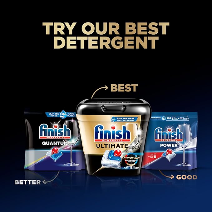 Finish Ultimate Dishwasher Pods, No Pre-Rinse Dishwasher Detergent Soap Removes Burnt-On Stain, with CycleSync Technology, Degreasing & Scrubbing Power, 76 Count