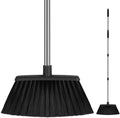 Heavy Duty Angle Broom, 55-Inch Long Handle Extra Wide 12.6 Inch Head, Stainless Steel Tube & PP Bristles for Pet Hair and Dust, Floor Safe - Black