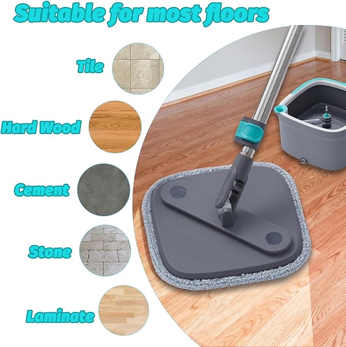 6 Pack Microfiber Mop Head Replacement, Compatible with True & Tidy SPIN-800 TrueClean Mop M16 Spin Mop, Square Microfiber Mop Pads, Grey, Microfiber, Felt