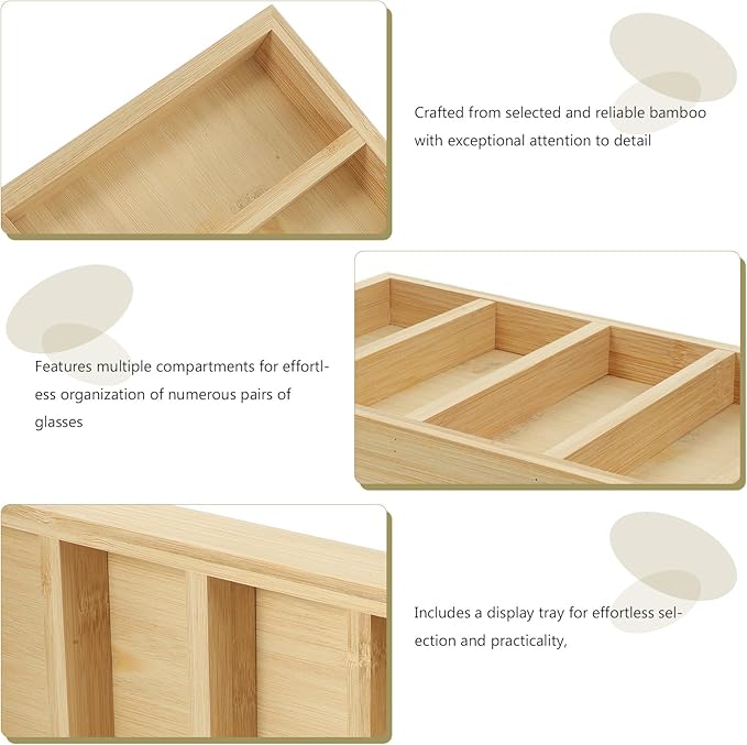 Sunglasses Organizer Tray 4-Grid Eyewear Display Box Wear-Resistant Storage Case for Men and Women Home Vanity Use