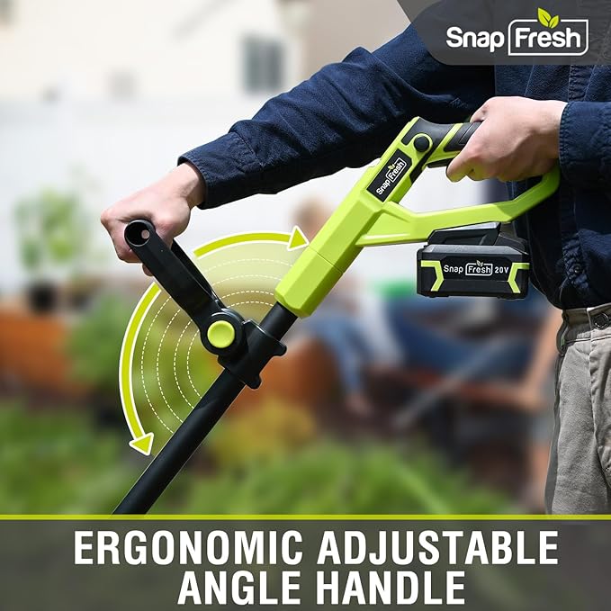 SnapFresh Cordless Tiller Cultivator, 20V Electric Garden Tiller with 4.0Ah Battery and Fast Charger, 300 RPM Battery Powered Rototiller, 9" Width 6.6" Depth, 3 Speed Handheld Tiller with Steel Tines