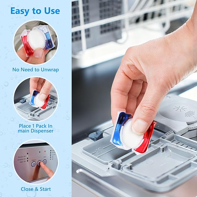 32 Count Dishwasher Pods, No Pre-Rinse Dishwasher Detergent Soap On Stain and Grease, Leaving a Virtually Spotless Shine,Dishwasher Detergent for Deep Cleaning