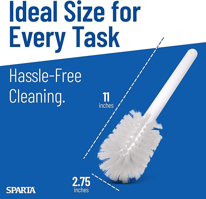 SPARTA 367600TC02 Plastic Household Dish Brush, Dish Brush, Dish Scrub Brush With Lightweight and Break Resistant for Cleaning, 11 Inches, White, 2.5" Width x 2.75" Height (Pack of 6)
