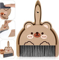 Ouligay Portable Hand Broom and Dustpan Set,Cute Mini Broom and Dustpan Set with Durable Brush,Lightweight Small Dust Pan and Broom Set for Desktop Cleaning Small Space Cleaning(Brown Bear)