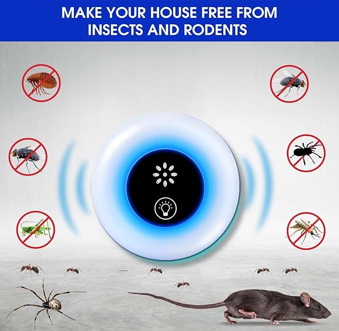 2025 Upgraded Electronic Mouse Repeller Ultrasonic Insect & Pest Indoor Repeller, Plug-in Control Device Repellent, Repellent Roach, Mouse, Bugs, Mosquito, Mice, Spider, Ant - Pest Control, 6 Packs