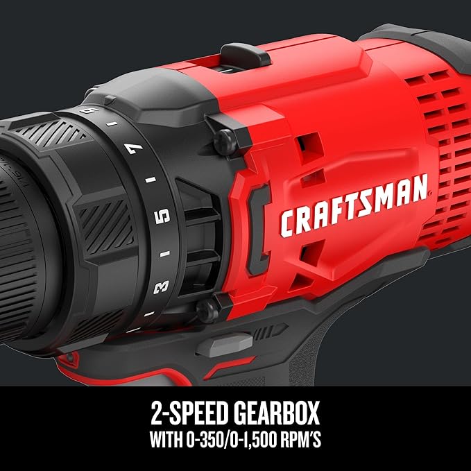 CRAFTSMAN V20 Cordless Drill/Driver Kit, 1/2 inch, Battery and Charger Included (CMCD700C1)