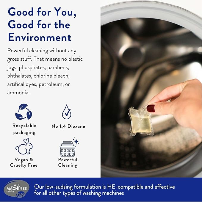 The Clean People Laundry Detergent Pods - Hypoallergenic Laundry Pods - Ultra Concentrated, Recyclable Packaging, Stain Fighting - Fresh Scent, 96 Pack