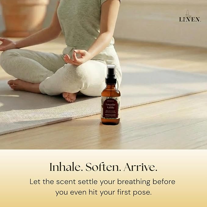 Lavender & Vanilla Linen Spray | Relaxing Aromatherapy Made with Pure Essential Oils | Fabric Freshener for Yoga Mats Living Room Couch Beddings | 4 fl oz