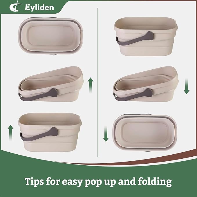 Eyliden Collapsible Bucket, Bucket for Cleaning Mop, 10L(2.6Gallon) Multiuse Foldable Water Pail, Portable Handy Basket for Cleaning Mop, Camping, Tailgating and More