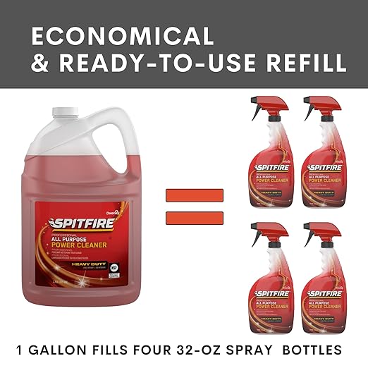 Spitfire CBD540045 Professional All Purpose Liquid Power Cleaner, Heavy Duty Degreaser Removes Resin, Paint, Oil, Ink, Gum, Pine Scent, Ready-to-Use Refill, 1-Gallon