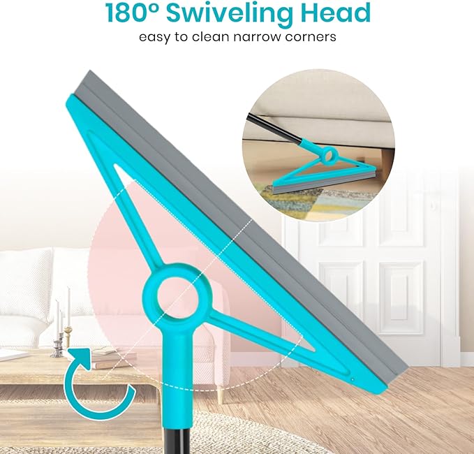 MAVRIZ Air Broom for Dust, Hair, Liquids, Silicone Broom with Removable Rubber Strip and Brooms Bristle, Multifunctional Floor Squeegee for Indoor Cleaning