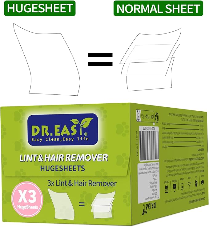 Dr.Easy LINT & HAIR REMOVER Pet HUGESHEETS with 3X Dryer Sheets, PINK FRESH, 200 Count,PLANT&MINERAL-BASED FORMULA