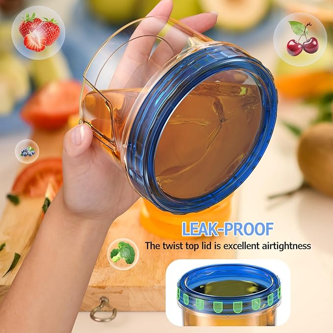 6 Pack-16 OZ Freezer Storage Containers, Small Plastic Containers with Twist Top Lids, Round Food Storage Containers, Reusable Soup Container Microwave/Dishwasher Safe