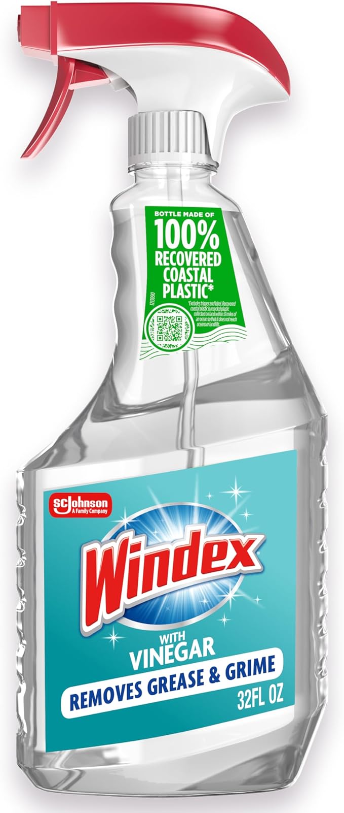 Windex Vinegar Glass and Surface Cleaner Spray Bottle, Packaging Designed to Prevent Leakage and Breaking, Surface Cleaning Spray, 32 Fl Oz