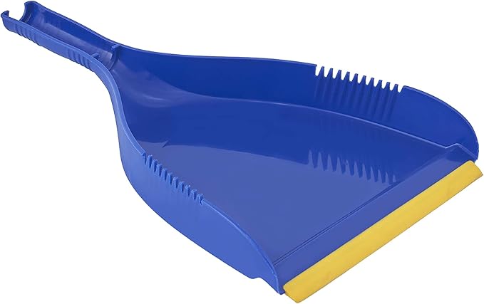 Superio Clip-On Dustpan - Heavy Duty Plastic, Easy Grip Clip-On Dust Pan with Rubber Edge, Detailed Sweeping Debris, Fits Standard Brooms Home & Commercial Dusting & Cleaning Tool, Blue, 2-Pack