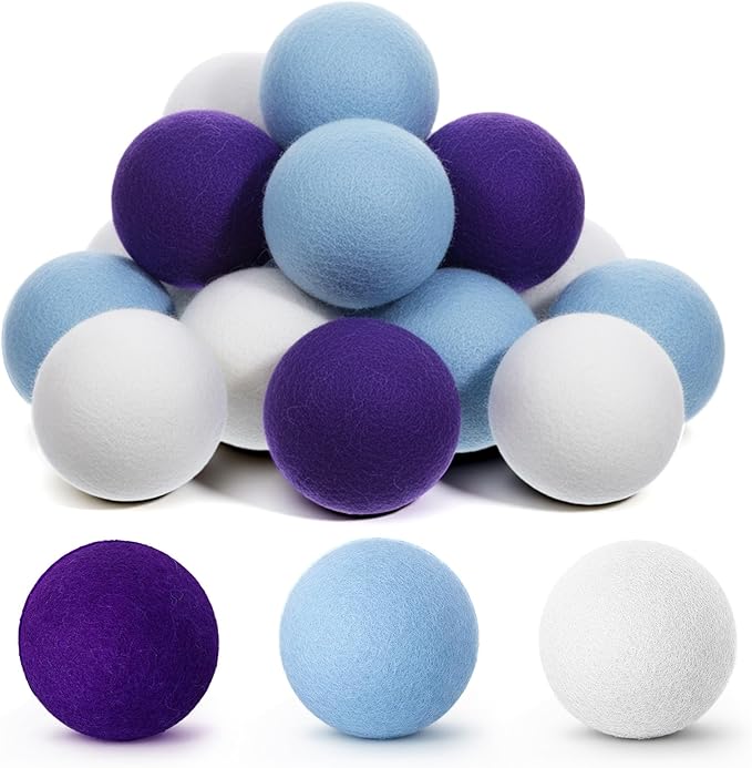15 Pack Wool Dryer Balls, XL 3 Inch Reusable Laundry Natural No Lint Fabric Softener Ball, Replaces Dryer Sheets Wool Balls for Reduce Wrinkles Save Drying Time (Vivid Color)