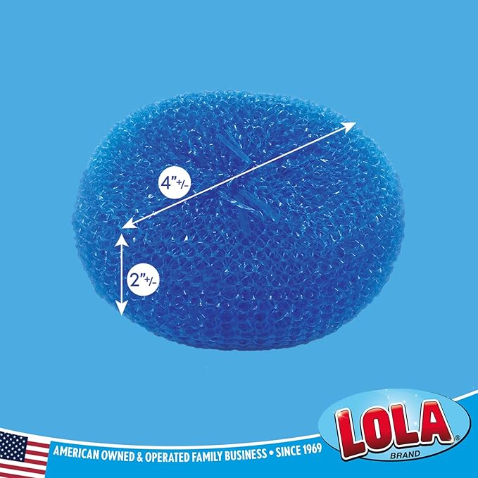 LOLA Jumbo 4" Plastic Mesh Scouring Pads, 2 Pack, Non-Scratch, Great for Pots, Dishwashing, Sinks, Appliances, Assorted Colors