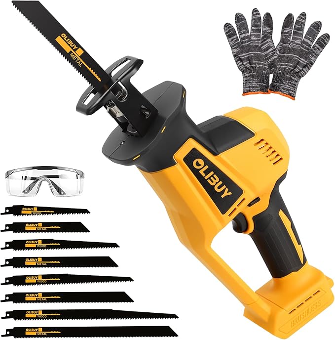 Reciprocating Saw for Dw 20V Battery,【Battery Not Included】,Cordless Sawzall with 8 Blades,0-3000SPM Variable Speed, Cordless Reciprocating Saws for Wood/Metal/PVC Cutting