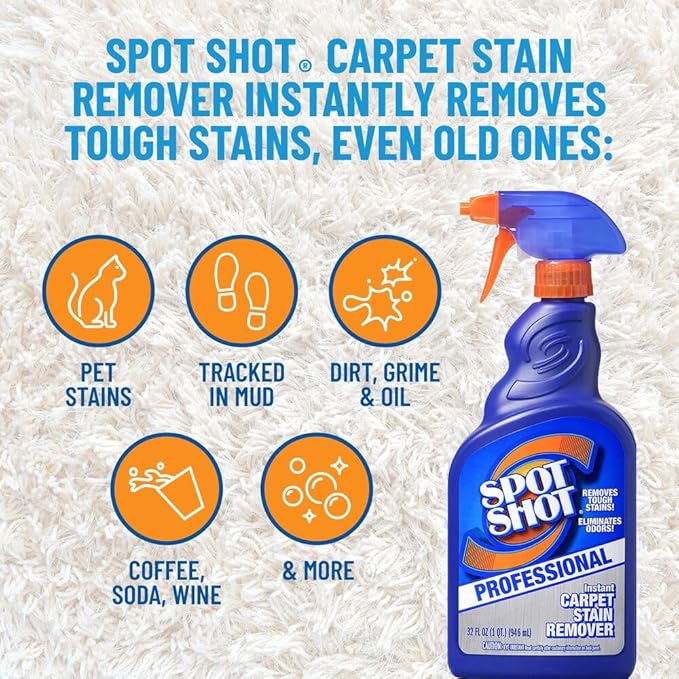 Spot Shot Professional Instant Carpet Stain Remover with Trigger Spray, 32 OZ (2-Pack)
