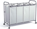 ROMOON Laundry Hamper Sorter Cart: 4-Section Organizer with Heavy-Duty Lockable Wheels and Removable Bags | 180L Rolling Laundry Basket for Dirty Clothes in Laundry Room or Small Spaces (Gray)