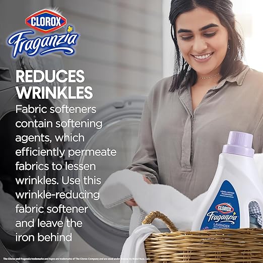 Clorox Fraganzia Liquid Laundry Fabric Softener, Lavender with Eucalyptus Scent - Laundry Odor Eliminator, Wrinkle Reducer and Static Reducer, 40 Fl Oz - 6 Pack