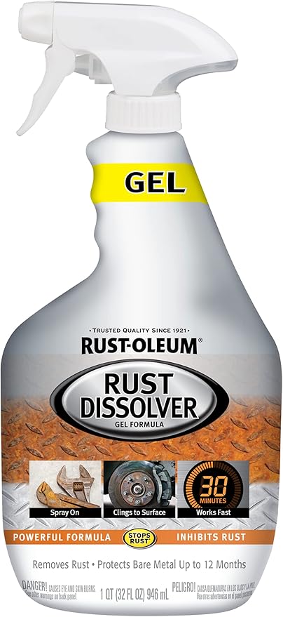 Rust-Oleum Rust Dissolver Trigger Spray Gel | Heavy-Duty Corrosion Remover for Metal Tools, Cars, Bikes, Grills, Bolts, Firearms & More | 32 oz