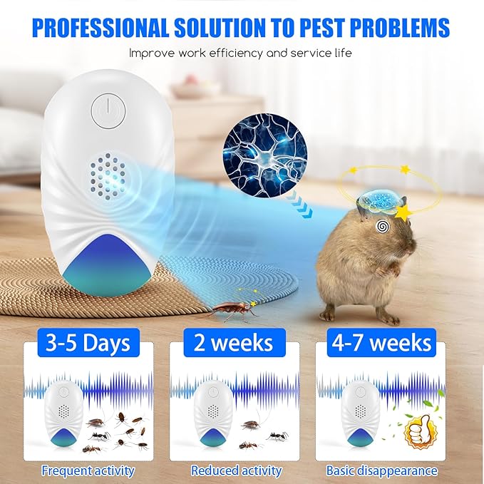 Ultrasonic Pest Repeller Indoor, Upgraded 2025 Mouse Repellent Ultrasonic Plug in Roach Insect Rodent Repellent, 3 Modes Repellent for Roach, Bugs, Mice, Spider, Electronic Rodent Repellent Devices