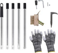 Qivine Weed Remover Tool, 5.25ft Adjustable Ergonomic Handle Weed Brush, 2-in-1 Brass Bristles & Steel Weeding Sickle for Sidewalk Cracks, Driveways, Patios, Gardens (Weed Remover Tool)