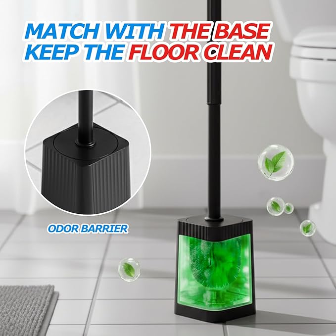 2Pack Toilet Bowl Brush and Holder Set - Toilet Scrubber Brush,Cleaning Brush,Bathroom Decor,Household Essentials,Cleaning Supplies,Home Essentials,Black