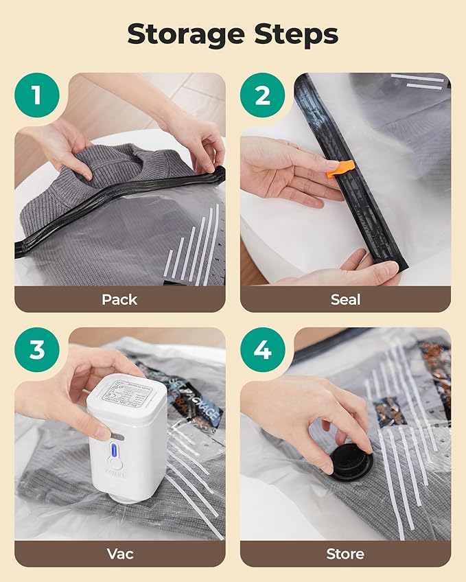 BAGSMART Rechargeable Wireless Pump Travel Storage Bags Set, Portable Space Saver Bags for Travel & Home, Vacuum Compression Seal Bag for Clothing- 18 combo bags