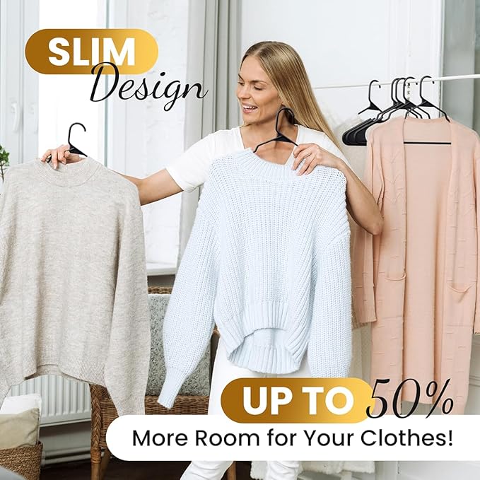 Our Modern Space 30 Pack Adult Plastic Hanger for Shirt Pants Coats Dresses Skirts Suits Jackets - Standard Thick Coat Hanger - Sturdy & Durable Design with Shoulder Grooves Hook - Black