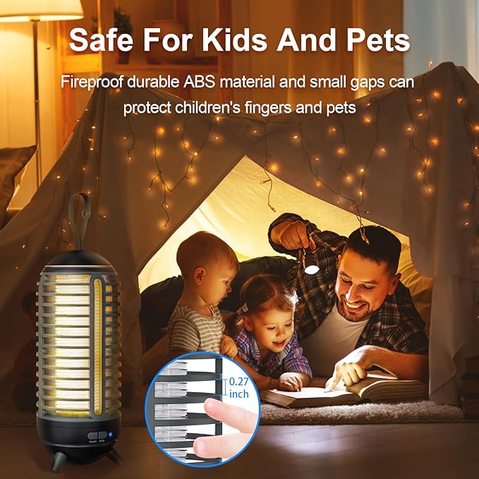 Cordless Bug Zapper Outdoor Rechargeable 2 in 1 Wireless Mosquito Killer Lamp 2500mAh Bug Zapper Electric Trap Ideal Fly Zapper Indoor for Patio, Home, Backyard, Yard, Garden, Campsite (Black)