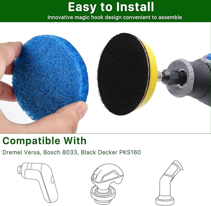 32pcs Electric Cleaning Brush Pad Set, 8 Foam Pads 8 Kitchen Mats 8 Performance Pads 8 Microfibre Pads, Power Scrubber Scour Replacement Pads fit for Dremel Versa Cleaning Brush