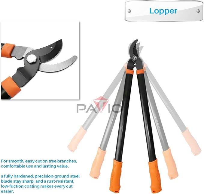 Patio Paradise Garden Tool Loppers 3 PCS - Hedge Shear, Shrub Shears Purner, Tree Trimmer, Pruning Clippers, Branch Cutter Kit, Heavy-duty Shears for Yard, Lawn, Gardening Gift