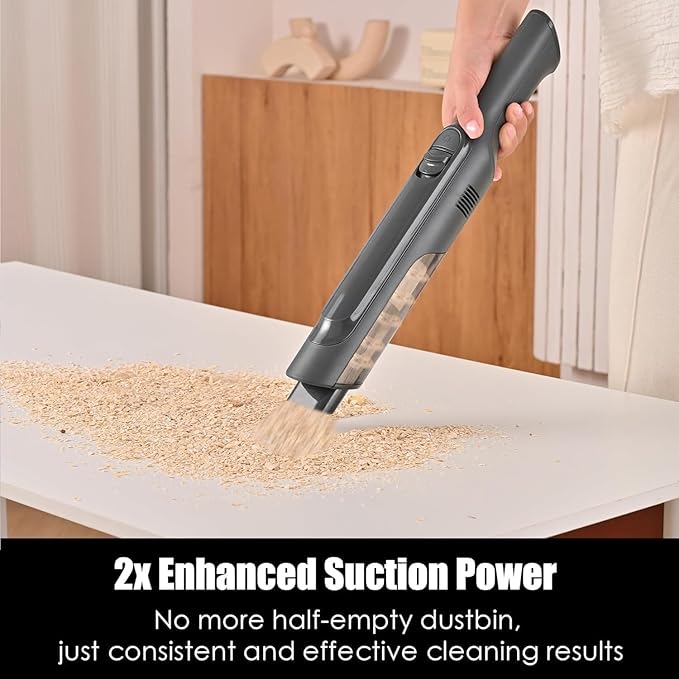 Handheld Vacuum Cordless, Lightweight 1.4lb with Powerful Suction, Charging Dock, Single Touch Empty and Detachable Dust Cup, Portable Mini Car Vac for Home Office and Pet Hair (Premium Grey)