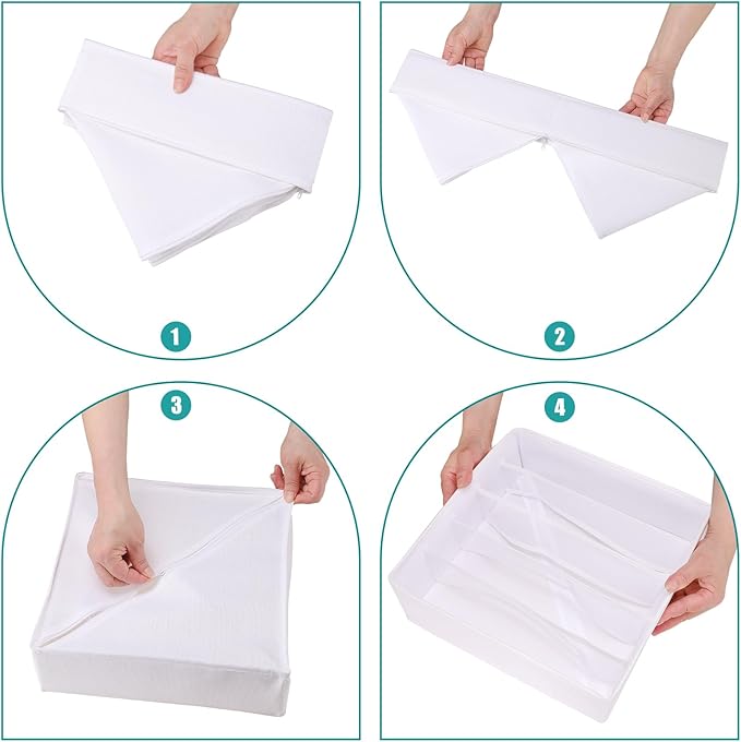 Bra Storage Drawers Organizer for Clothing Underwear Drawer Organizer Dividers Foldable Storage Cube Bins for Bra,Socks, Underwear,3 Pack （White）