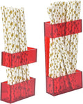 2 PACK Acrylic Straw Holder for Cabinet Doors, Reusable Straw Organizer with Ultra-Sticky Adhesive, Small Kitchen Accessories Container, Fits Both Short & Long Straws (Red)