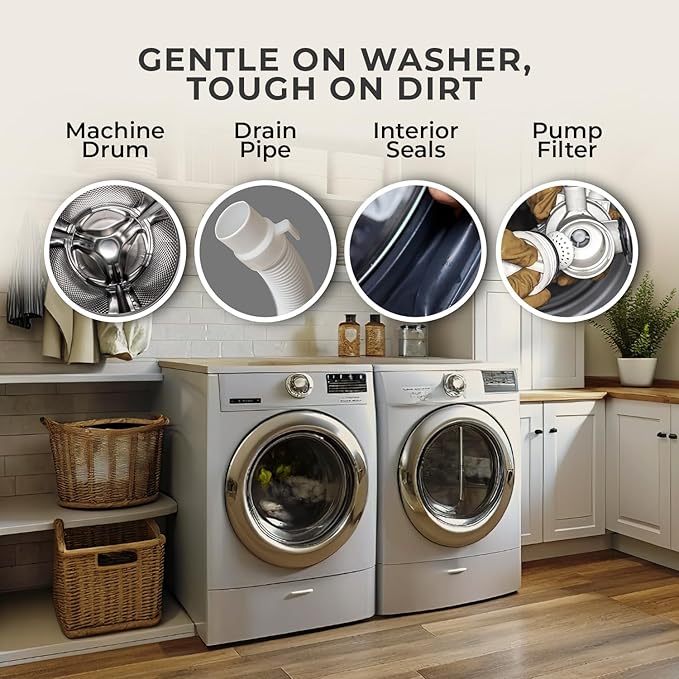 Washing Machine Cleaner Tablets – Deep Clean Washer Descale, Laundry Tub Cleaning Solution, Smell Fresh, Eliminates Buildup & Dirt, For Front & Top Load Washers, Easy-to-Use, 6 Pack, unscented